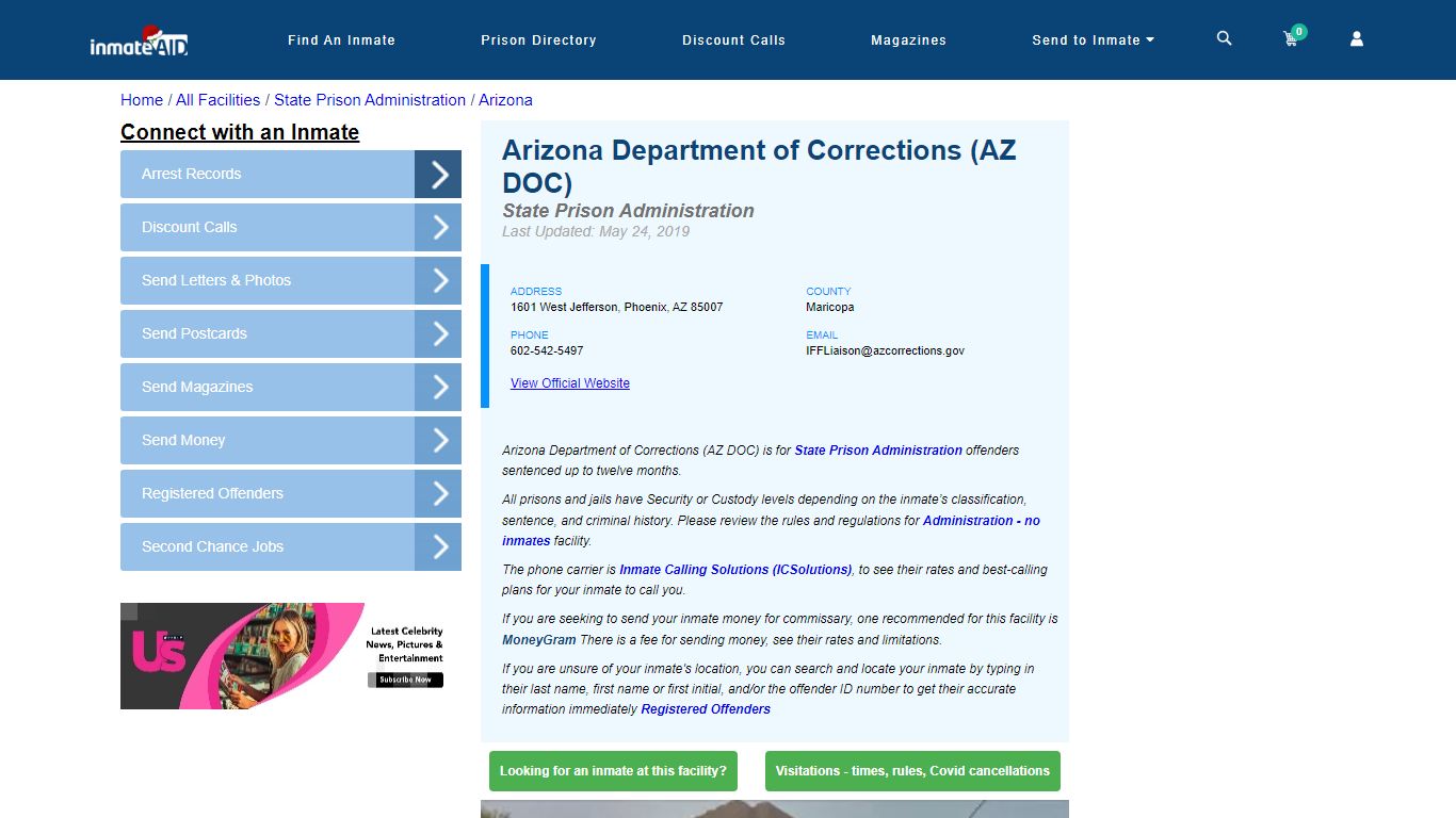 Arizona Department of Corrections (AZ DOC) - InmateAid